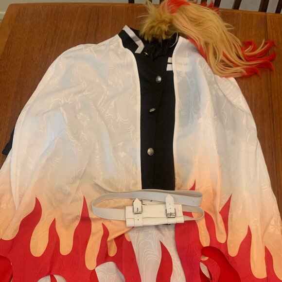 DokiDoki-SR Anime Demon Slayer Cosplay Costume Men Halloween Kyojuro Rengoku, L - Picture 4 of 14